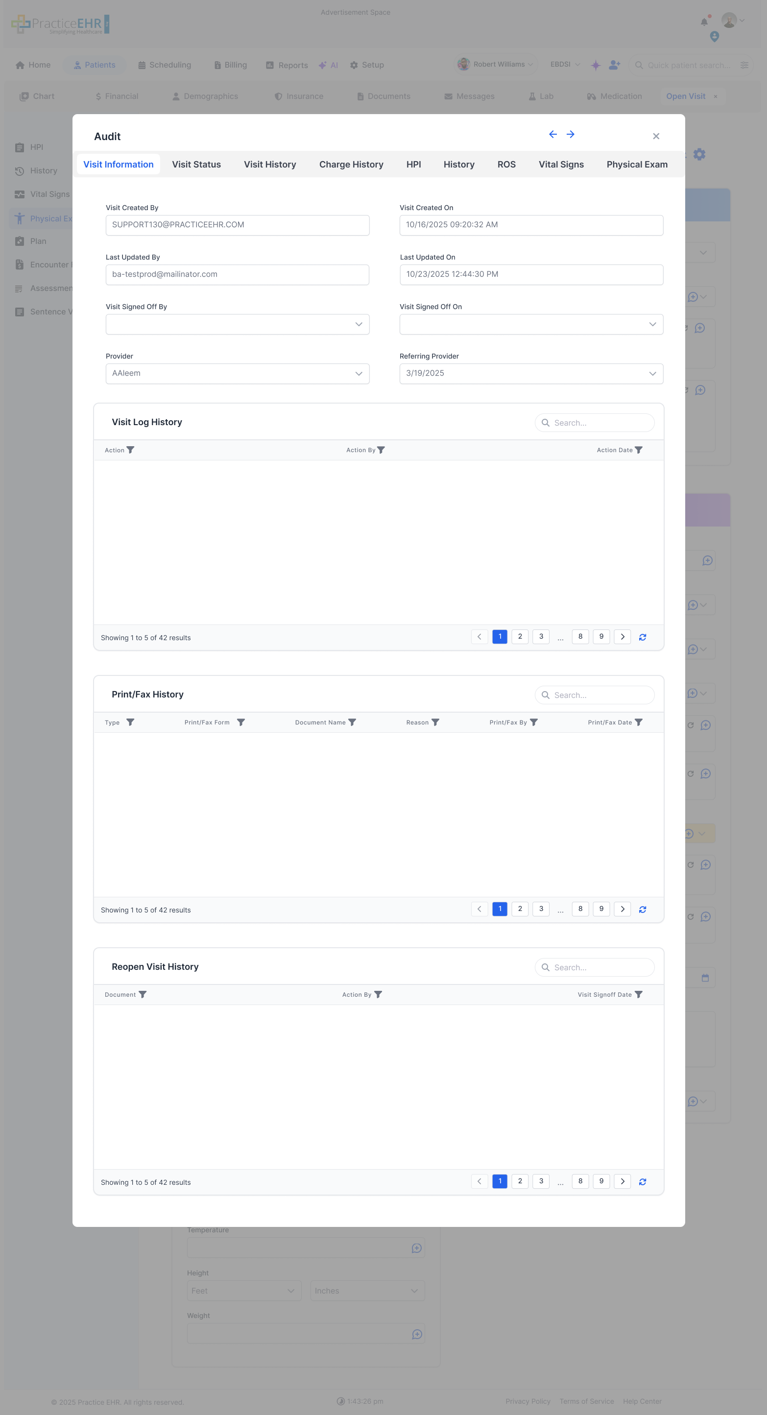 Open Visit Audit Log image